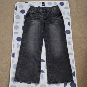 Women's Stylish Charcoal Wide-Leg Jeans Size 26